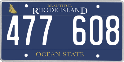 RI license plate 477608