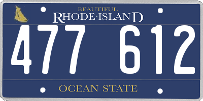 RI license plate 477612