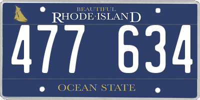 RI license plate 477634