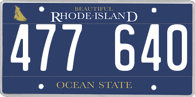 RI license plate 477640