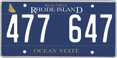 RI license plate 477647