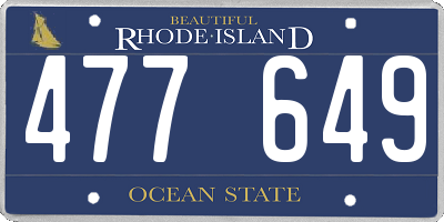 RI license plate 477649