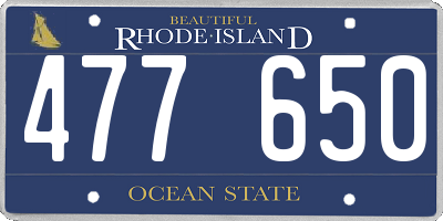 RI license plate 477650