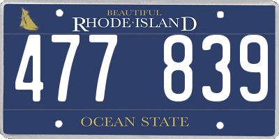 RI license plate 477839