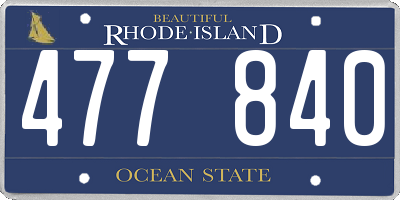 RI license plate 477840