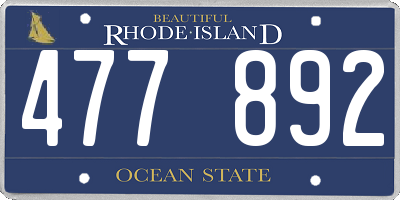 RI license plate 477892