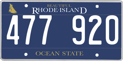 RI license plate 477920