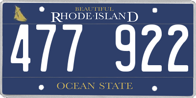 RI license plate 477922