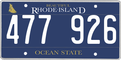 RI license plate 477926