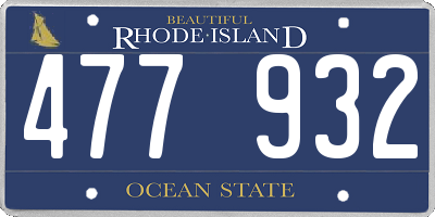 RI license plate 477932