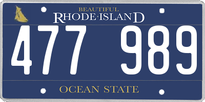 RI license plate 477989