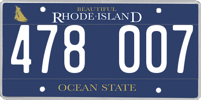 RI license plate 478007