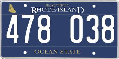 RI license plate 478038