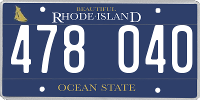 RI license plate 478040
