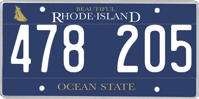 RI license plate 478205