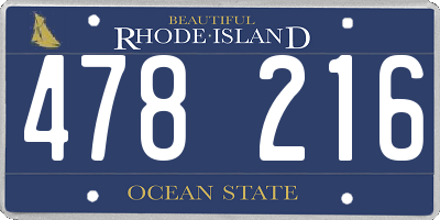 RI license plate 478216