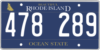 RI license plate 478289