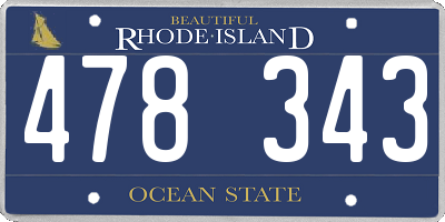 RI license plate 478343