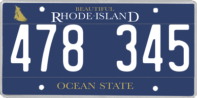 RI license plate 478345