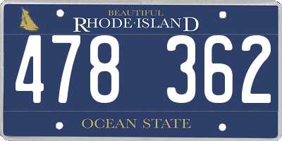RI license plate 478362