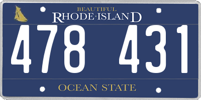 RI license plate 478431