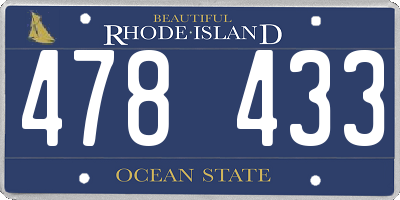 RI license plate 478433