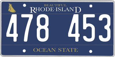 RI license plate 478453
