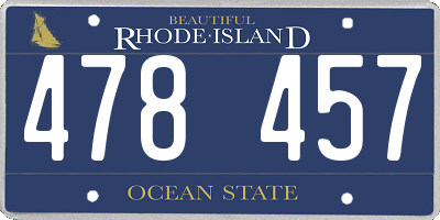 RI license plate 478457