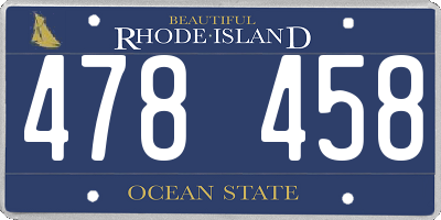 RI license plate 478458