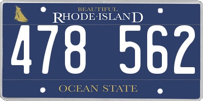 RI license plate 478562