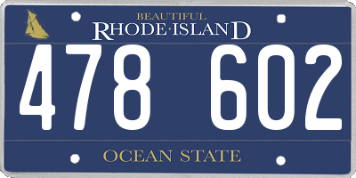 RI license plate 478602