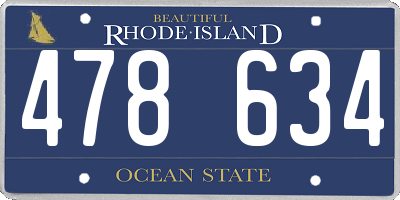 RI license plate 478634