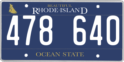 RI license plate 478640