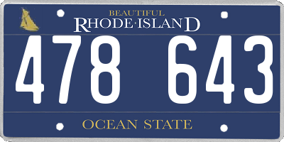 RI license plate 478643