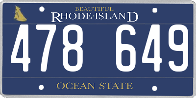 RI license plate 478649