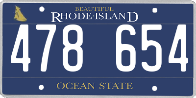 RI license plate 478654
