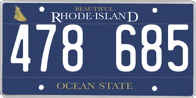 RI license plate 478685