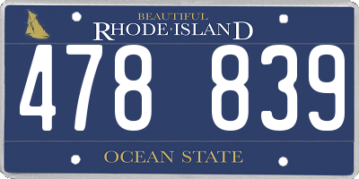 RI license plate 478839