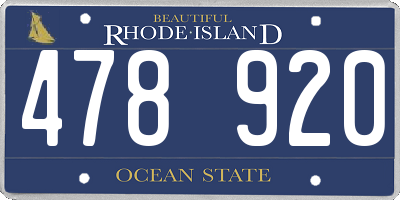 RI license plate 478920