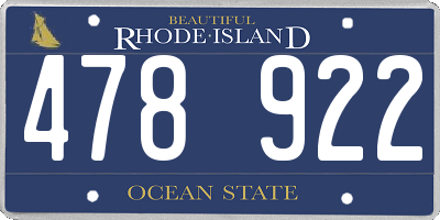 RI license plate 478922