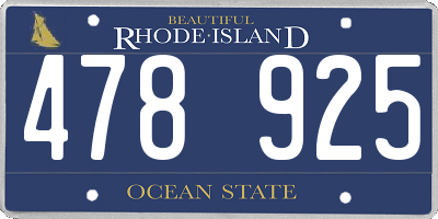 RI license plate 478925
