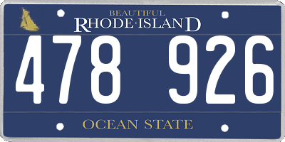 RI license plate 478926
