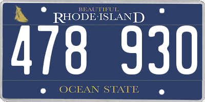 RI license plate 478930