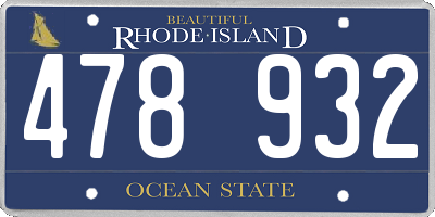RI license plate 478932