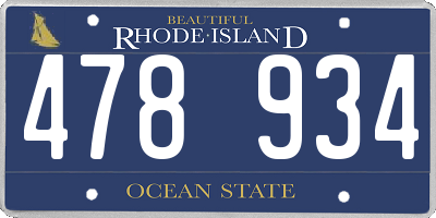 RI license plate 478934