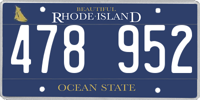 RI license plate 478952