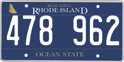 RI license plate 478962