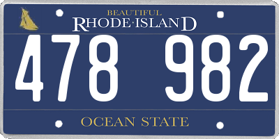 RI license plate 478982