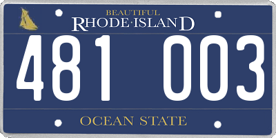 RI license plate 481003