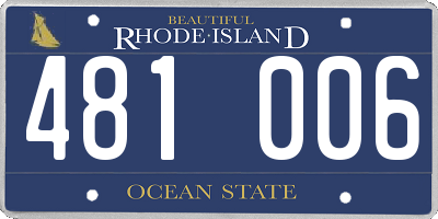 RI license plate 481006